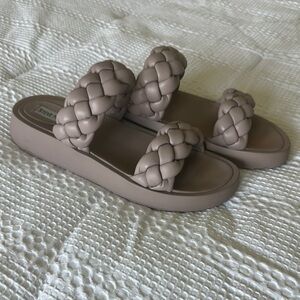 Steve Madden Taupe Braided Platform Sandals